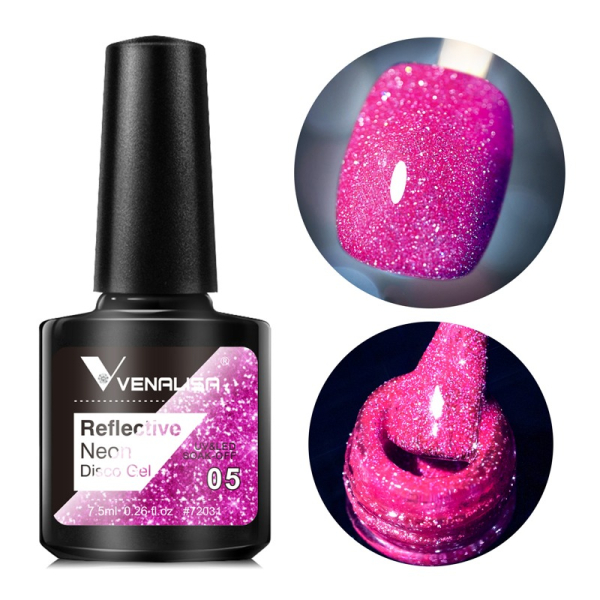 Disco Gel Neon Pink Glitzer Nagel